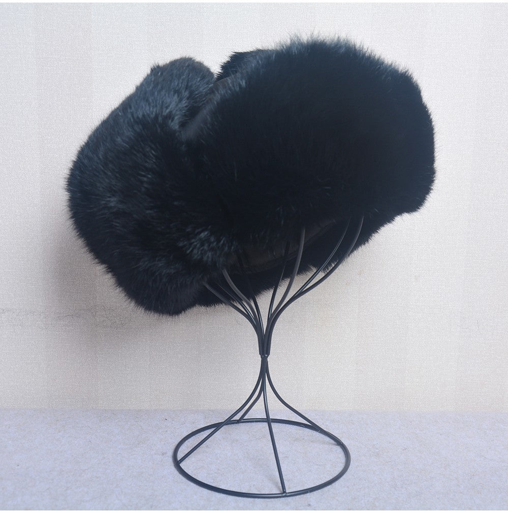 New Russia Winter Real fur Hat Men Outdoor Windproof Super Warm Real Rabbit Fur Bomber Hats Natural Soft Natural Rabbit Fur Caps