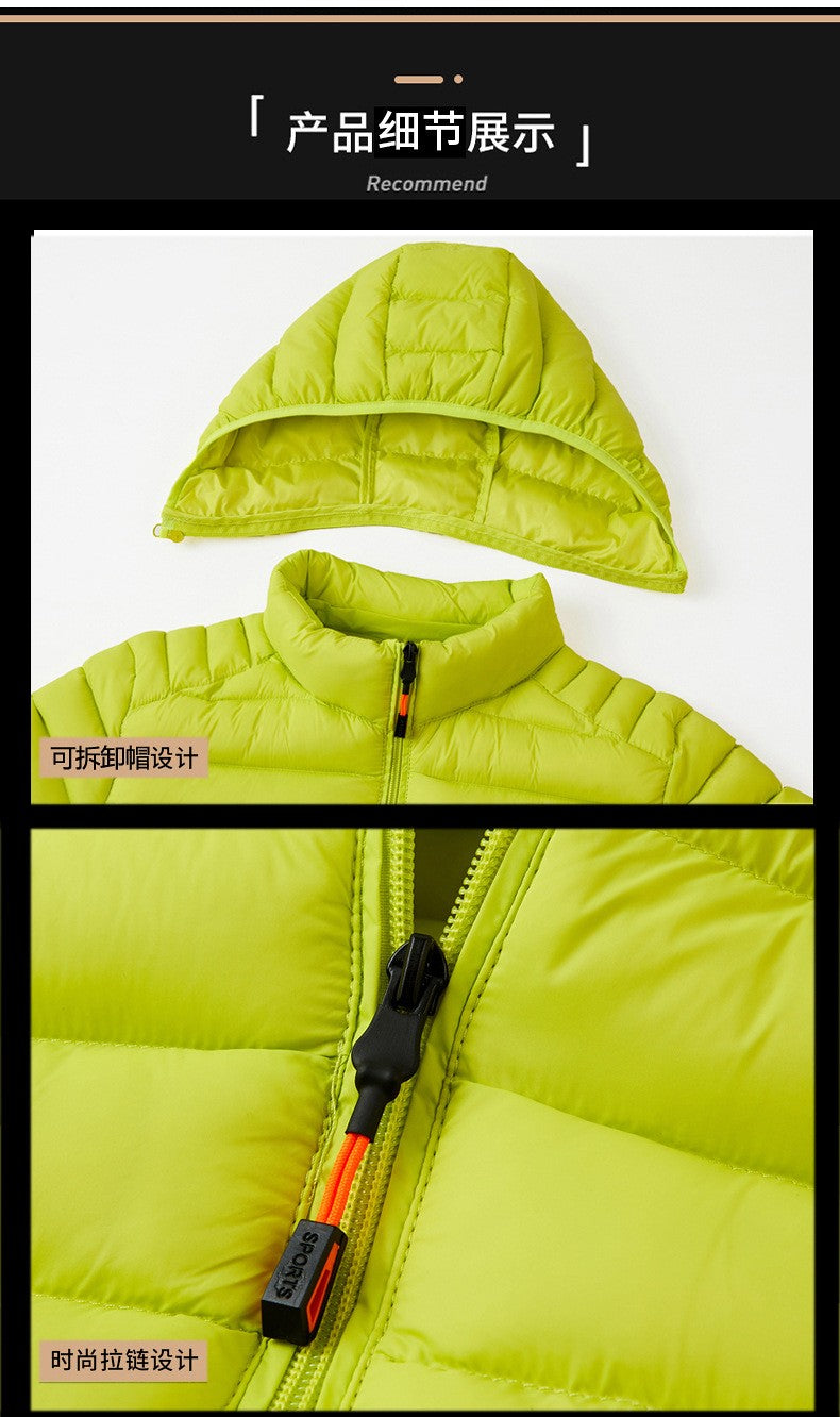 2025 New Men's Lightweight Cotton Jacket for Autumn and Winter - Multiple Colors, Stand-Up Collar & Hooded Design