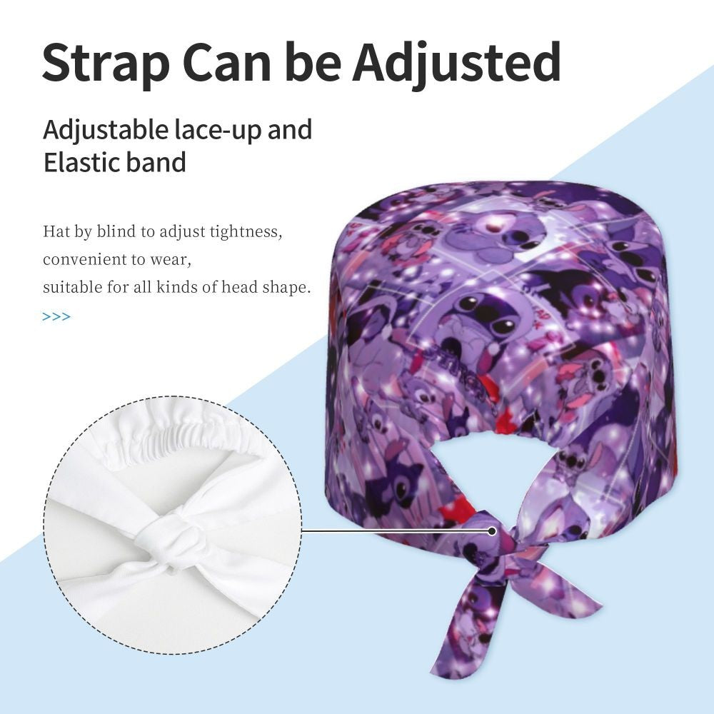 Custom Retro Cartoon Cleaning Working Cap Comfortable  Stitch Ohana Scrub Cap Surgicals Hat Nurse Scrubs Hat For Dentist
