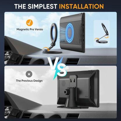 Wireless Apple Carplay Screen for Car Android Auto Magnetic Holder Portrait & Landscape Screen, GPS Navigation, Portable d