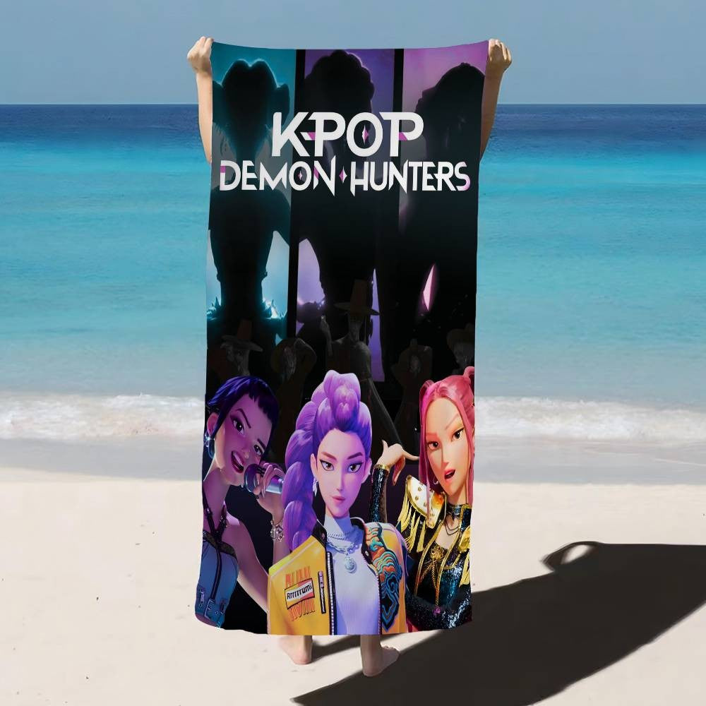 Kpop D-demon Hunters Microfiber Beach Towel Absorbent Quick Dry Soft Yoga Swimming Resort Mountain Climbing Towel