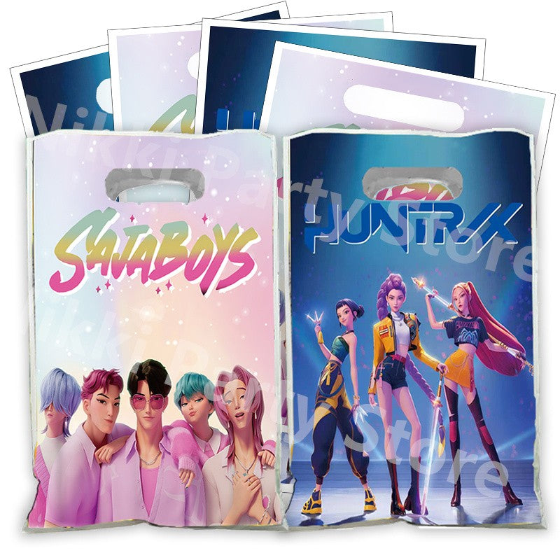 Kpop Demon Hunters Sacolas de Festa 16.5*25cm Sajaboys Sacola de Doces Sacola de Brindes Suprimentos de Festa de Aniversário Decorações Presente para Meninas Lembrancinhas de Festa