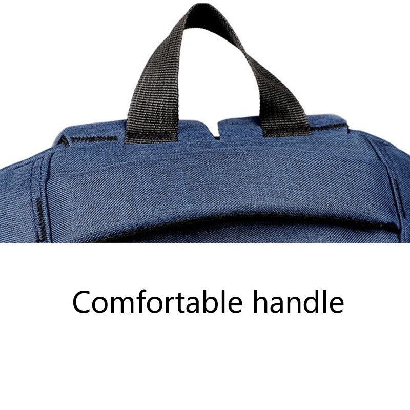 The men's backpack is suitable for business trips. It has a hand-held design with multiple pockets and is a book bag.