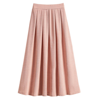 2025 Plus Size Pleated Skirts Solid Versatile Medium Length Skirt A-Line Maxi Gown Cover Autumn Winter New Half-length Skirt