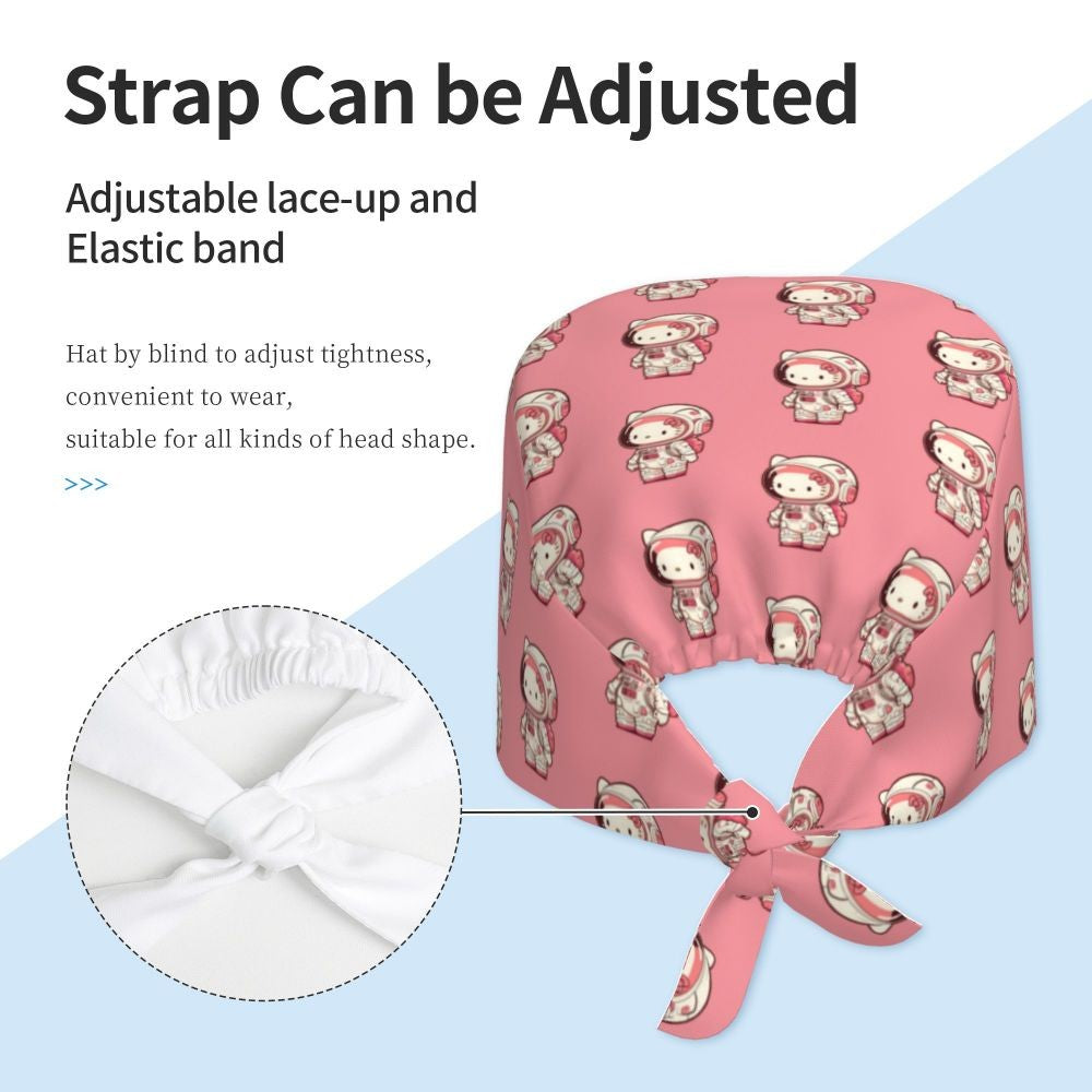 Touca Cirúrgica Personalizada Hello Kitty Equipe Médica Feminino Masculino Desenho Animado Personagem Para Chapéu de Chef Touca de Esfoliação