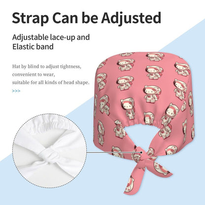 Touca Cirúrgica Personalizada Hello Kitty Equipe Médica Feminino Masculino Desenho Animado Personagem Para Chapéu de Chef Touca de Esfoliação