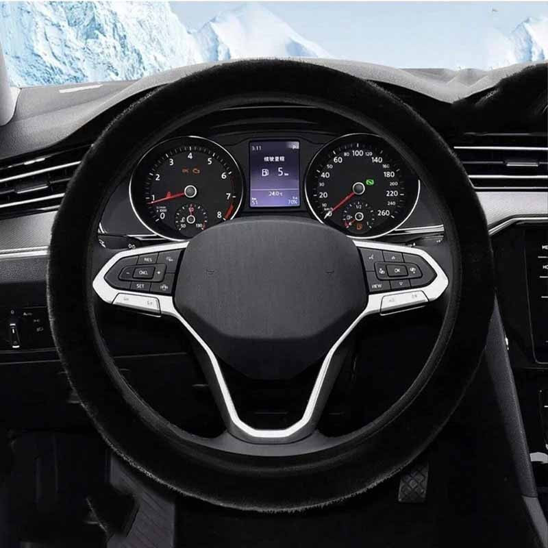 Plush Warm Winter Car Steering Wheel Cover, Universal Fluffy Warm Winter Steering Wheel Protector, Elastic Anti-Slip Car Steerin