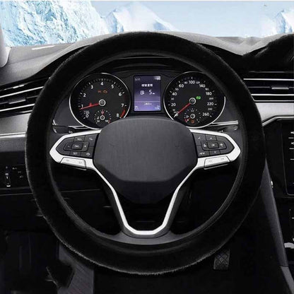 Plush Warm Winter Car Steering Wheel Cover, Universal Fluffy Warm Winter Steering Wheel Protector, Elastic Anti-Slip Car Steerin