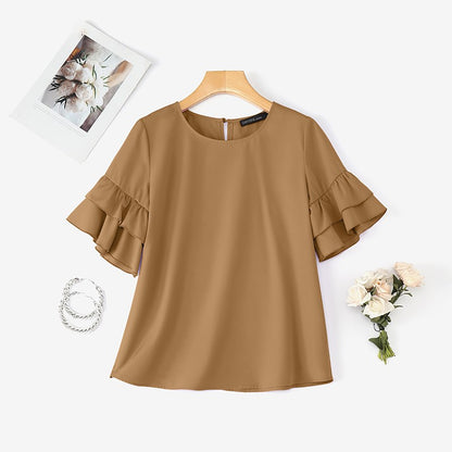 2025 Elegant Office Lady Blouses ZANZEA Summer O Neck Short Sleeve Blouse Women Stylish Solid Holiday Shirt Female OL Work Tops