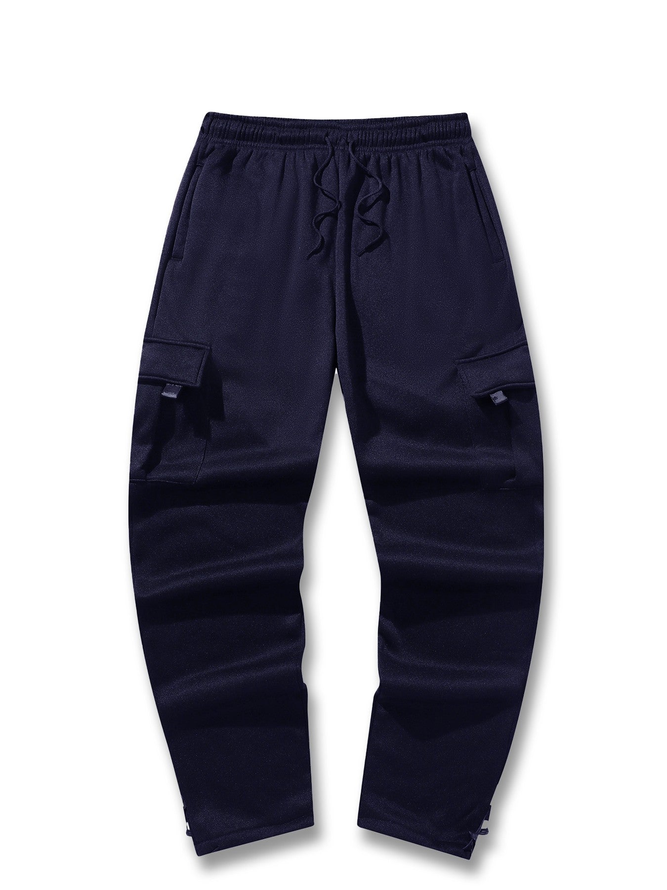 Calças de Moletom Masculinas Reta Casual Outono Inverno Calças Masculinas de Corrida Jogger Esportivas para Academia Calças Lisas com Vários Bolsos