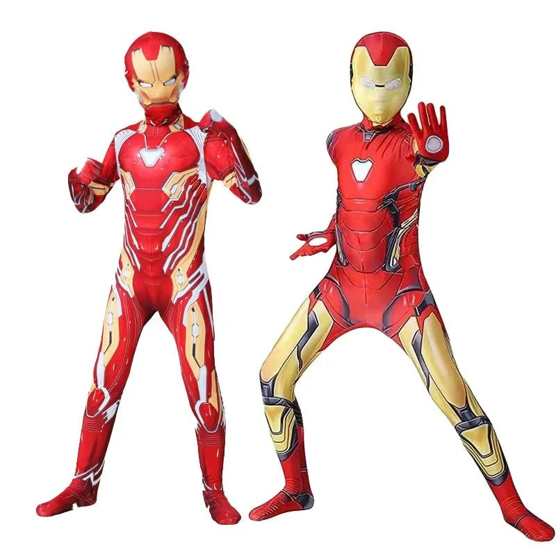 Kids Iron Man Costume Superhero Costume Cosplay Bodysuit Full Sets with Mask Halloween Costume for Kids
