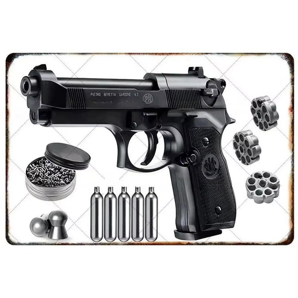 GUNHERO Pistol Metal Wall Signs - Bold Military Style - Perfect Decor for Man Caves, Homes, Bars & Garden Spaces