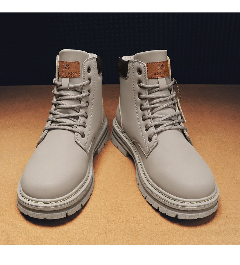 Botas Masculinas Grandes 48 Botas de Motocicleta Cano Curto Masculinas Impermeáveis para Caminhada Chelsea de Inverno Botas Retrô Confortáveis Botas Masculinas