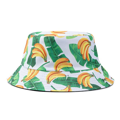 Chapéu Bucket Unissex Quente de Verão com Estampa de Frutas, Dupla Face, Chapéu de Sol Feminino, Chapéu Panama Clássico Masculino