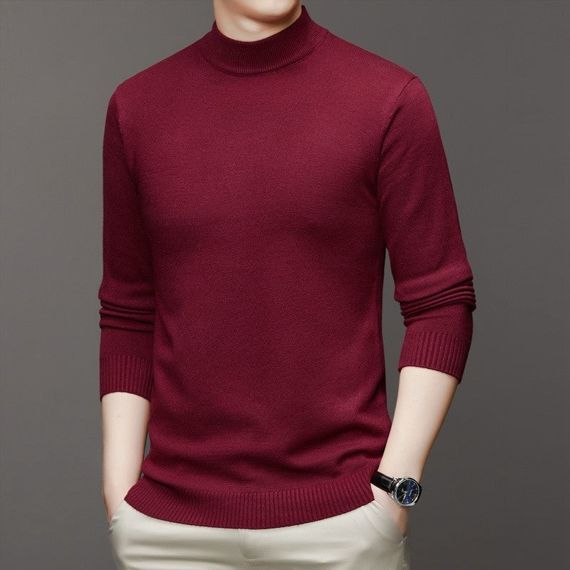 Half Turtleneck Knitwear Sweater New Autumn/Winter Mock Neck Sweatshirts Solid Color Pullovers Man Brand Casual Mens Clothing