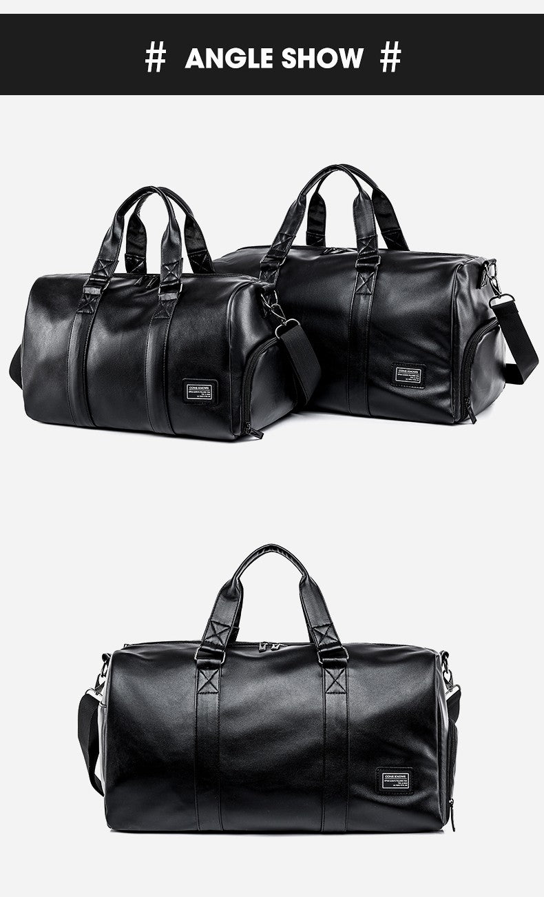 Large Capacity Travel Bag PU Travel Handbag Men Carry On Luggage Duffle Bags Soft Casual Black Big Weekend Bags Travelling Tote