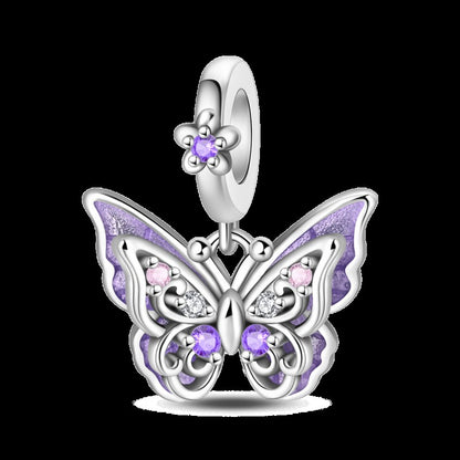 Pingente Charm Libélula Tema Primavera Prata Esterlina 925 Borboleta Flor Pendente Compatível com Bracelete Colar Joias DIY