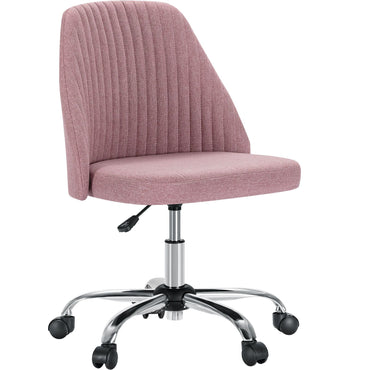 Cadeira de Escritório Pequena sem Braços JHK, Cadeira Giratória Fofa para Penteadeira com Encosto, Tecido Moderno com Rodas, Cadeira Giratória Ergonômica para Casa e Jogos