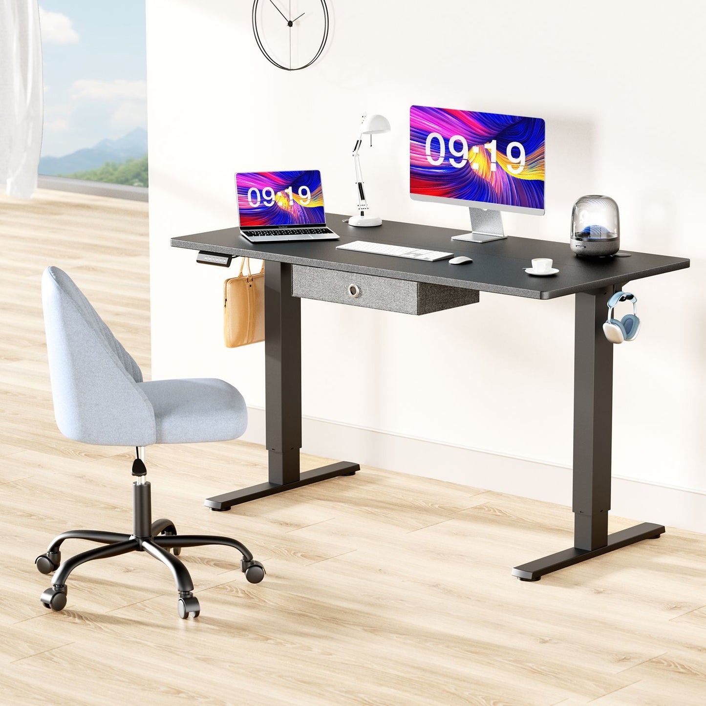 JHK Electric Standing Desk Height Adjustable 55x24 Inch Computer Desk Workstation Ergonomic Work Table for Home Office