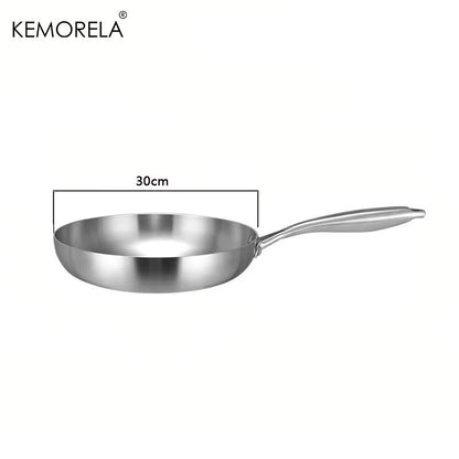Frigideira de Aço Inoxidável 304 Antiaderente Panela para Bife Panela sem Revestimento Utensílios de Cozinha para Fogão a Gás e Cooktop de Indução