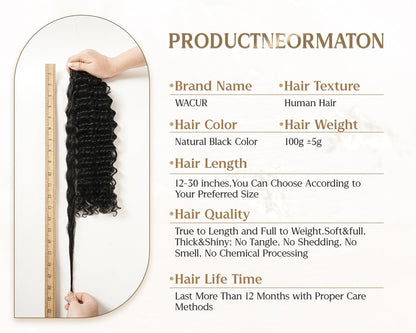 Cabelo Humano Real Trançado Wacur 12A Onda Profunda 12-30 Polegadas Preto Natural 100% Cabelo Remy Virgem para Mulheres