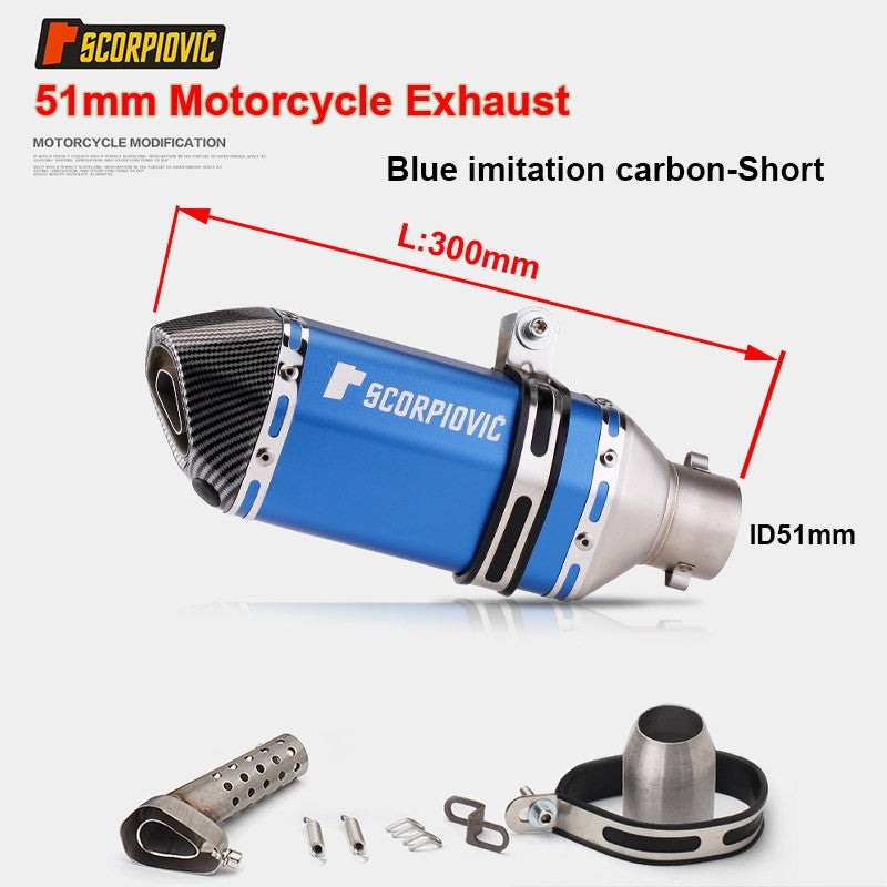 Universal Motorcycle 51mm Exhaust Pipe Carbon Fiber Muffler Exhaust Pipe db Killer Length300mm/ 370mm/ 470mm Multicolour Exhaust
