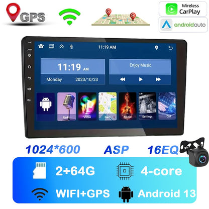 MTIJIEY 2+64G 10“ Android13 Rádio Automotivo Multimídia Vídeo Universal Estéreo Carplay gps Para Volkswagen Nissan Hyundai Kia toyota