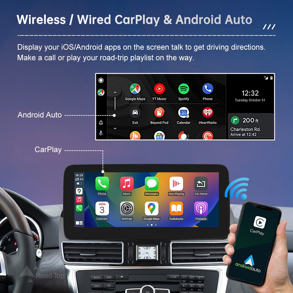 Rádio automotivo com tela touch screen Linux para Mercedes Benz ML W166 ML350 GL X166 2012-2015 GPS com Carplay Android Auto Airplay Mirroring