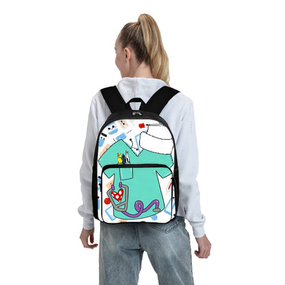 Mochila Escolar Com Bolso Frontal Quadrado Estampa de Grafite Médico Para Meninos e Meninas Melhores Presentes Mochila Escolar Infantil 3D Desenho Animado