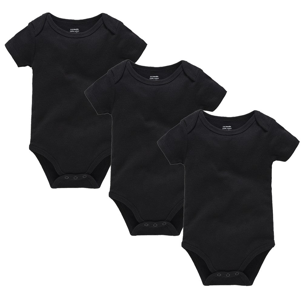 1/3Pcs Baby Boys Clothes 100%Cotton Solid Black Short Sleeve Blank Baby Bodysuits body bebe  Newborn Jumpsuit Plain 0-24 Months