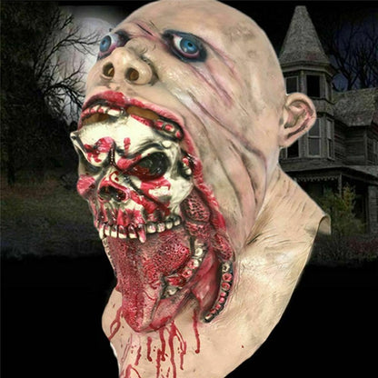Spooky Halloween Zombie Mask - Latex Bloody Skull With Melted Face For Cosplay & Party Decorations Halloween Decorations
