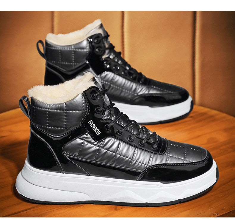 Trendy Silver Winter Boots Man High top Sneakers Outdoor Warm Plush Men's Snow Boots Platform Furry Ankle Boots Men Casual Boot