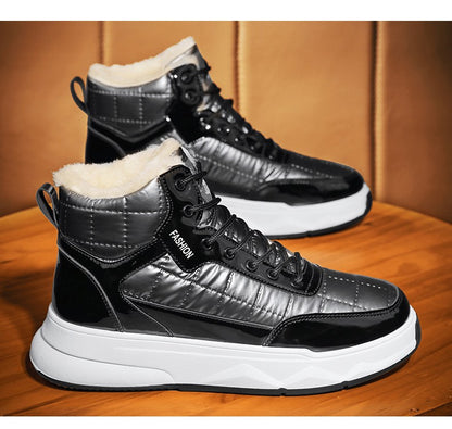 Trendy Silver Winter Boots Man High top Sneakers Outdoor Warm Plush Men's Snow Boots Platform Furry Ankle Boots Men Casual Boot