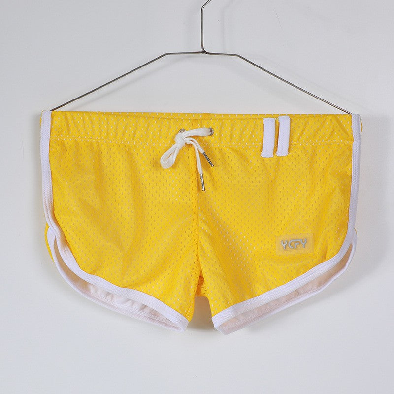 Brand Designer Men's Mesh Beathable Home Flat Pants Boxer Underwear Aro pants Breathable Pure Loose Fitting Underpants For Male