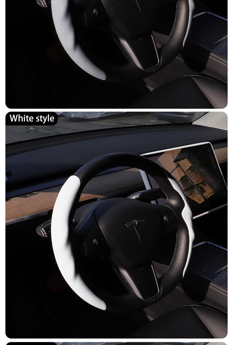 For Tesla Model Y Juniper 2025+ Steering Wheel Cover All Season Universal Deer Suede Sports Steering Wheel Cover