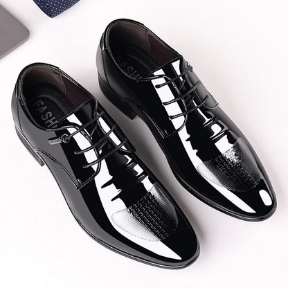 Men's Casual Dress Shoes Mesh Pattern Derby Shoe Classic Lace-up Pointed Formal Oxford Tuxedo Shoes For Men