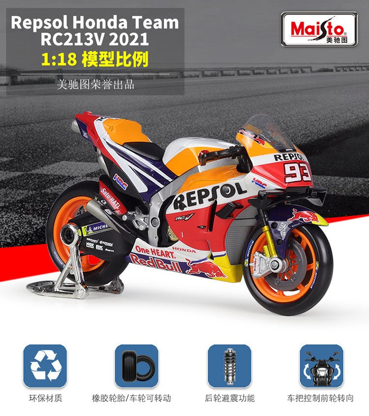 Maisto 1:18 Honda Rc213v Carro de Corrida 2021 moto Gp #44 #93 Imitação de Corrida Liga Modelo de Motocicleta Brinquedo Acabado Coleção de Presentes