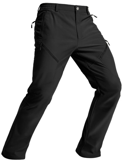 Calça Masculina de Inverno para Caminhada TACVASEN Forrada com Fleece, Impermeável, Softshell, para Esqui na Neve, Isolada, Cargo de Trabalho com 6 Bolsos com Zíper