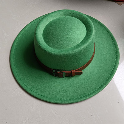 Chapéu Fedora unissex de inverno, superfície circular côncava e convexa, chapéu de jazz de feltro liso, elegante para homens e mulheres.