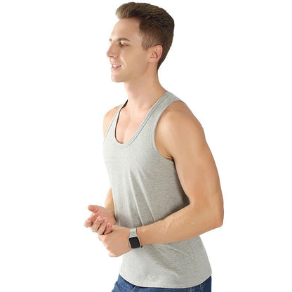 Cotton Tank Top Men  Summer Shirt Solid Color Undershirts soft O-neck plus size M to 4XL