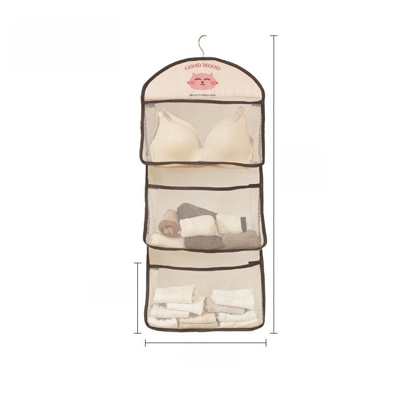 Wardrobe storage hanging bag bedroom large capacity underwear sockscartoon storagebag householddoor storage hangingbag practical
