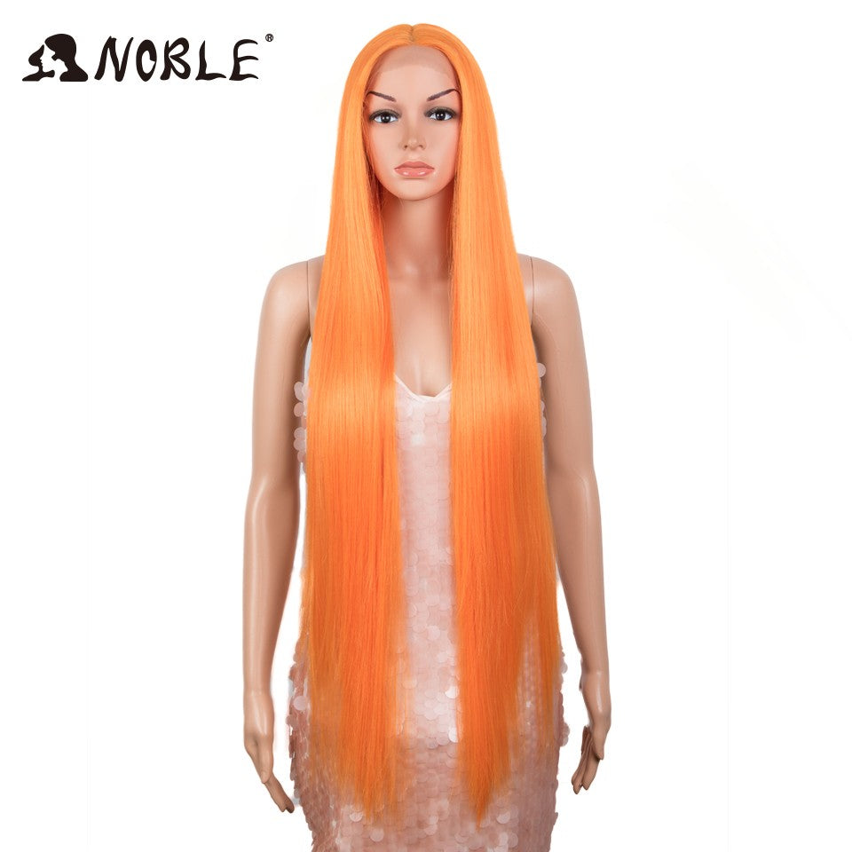 Perucas Noble Cosplay Para Mulheres Negras Perucas Sintéticas Lisas de Renda de 38 Polegadas Peruca Loira Ombre de Renda Peruca Sintética Loira de Renda Cosplay