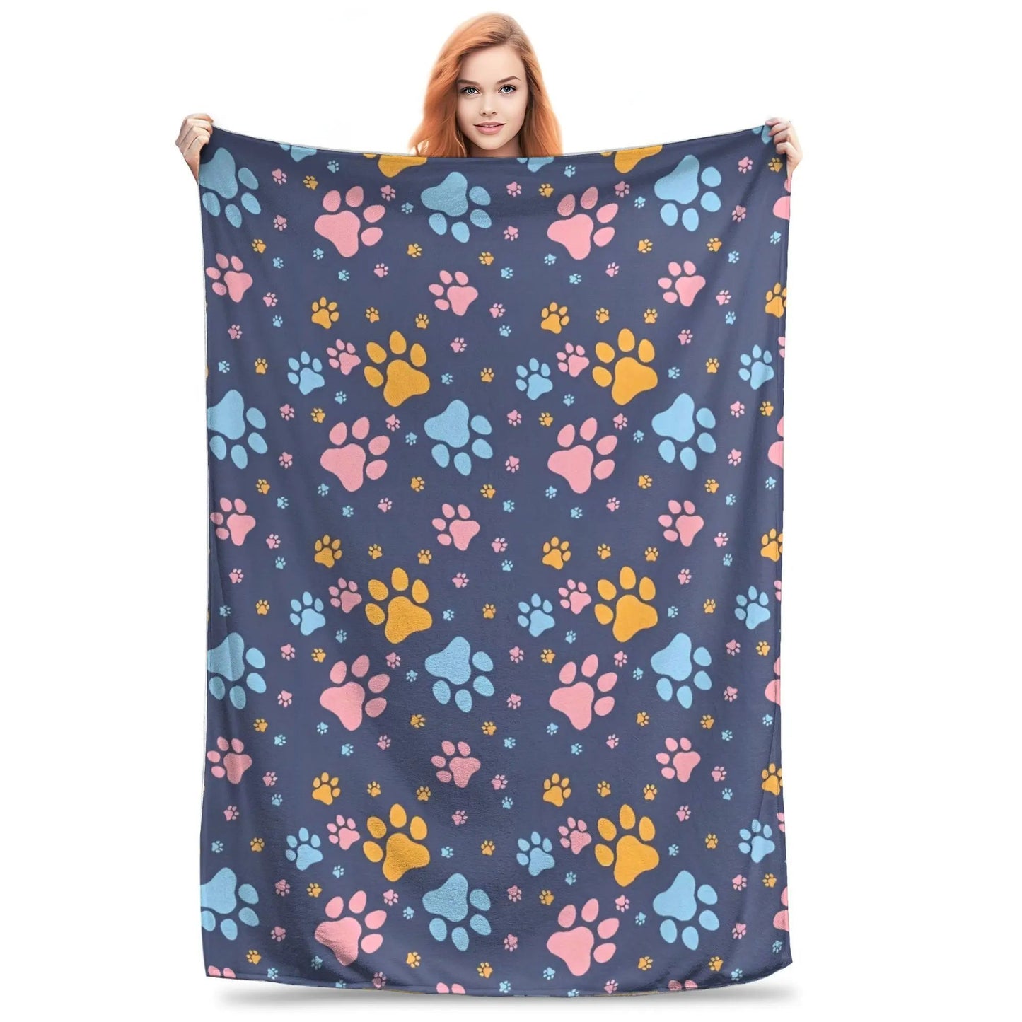 Manta de Pelúcia Super Quentinha Pés Peludos Estampada para Animais em Flanela para Quarto, Colcha Perfeita, Ideia de Presente