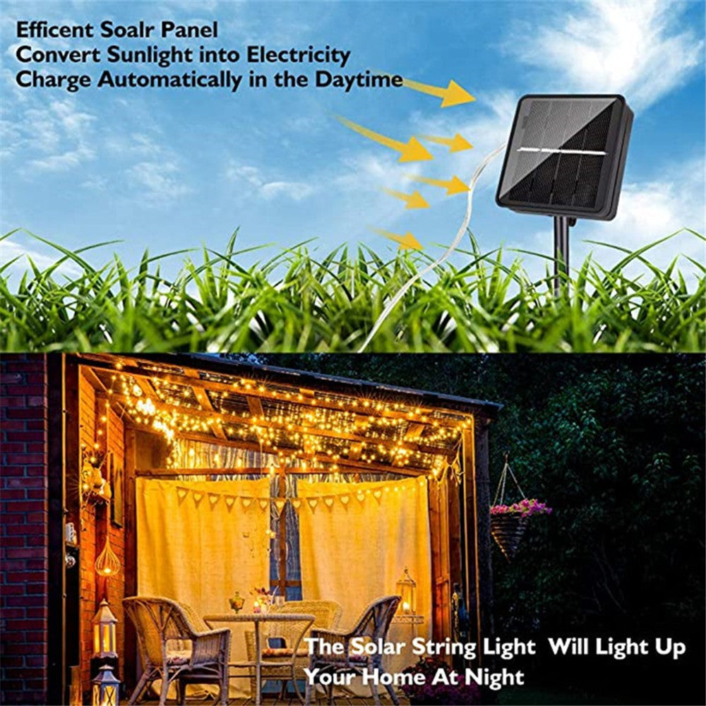 2 Pack LED Solar Light Outdoor Waterproof Copper Fairy Garland String Lights Christmas Party Garden Solar Lamp Decoration 12/22M