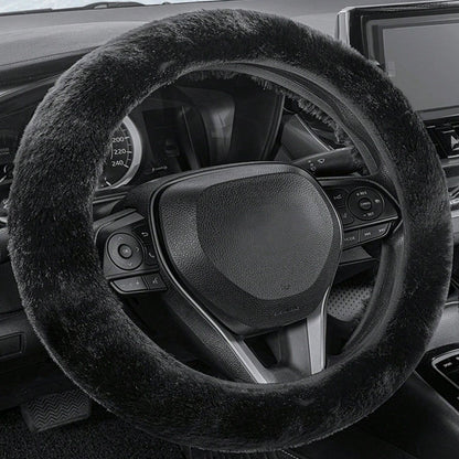 Capa de volante de carro sem anel interno de pelúcia de inverno quente macia confortável antiderrapante elástica capa de guidão elástica