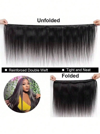 Pacotes de Cabelo Humano Liso de Osso 12A 100% Cabelo Virgem Brasileiro Não Processado 32 Polegadas Cabelo Cru Extensões de Trama de Pacotes Duplos
