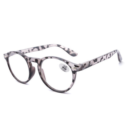 Óculos de Leitura Unissex Ultraleves com Estampa de Leopardo Vermelho e Armação Redonda para Leitura Moda Feminina Vintage Óculos Transparentes