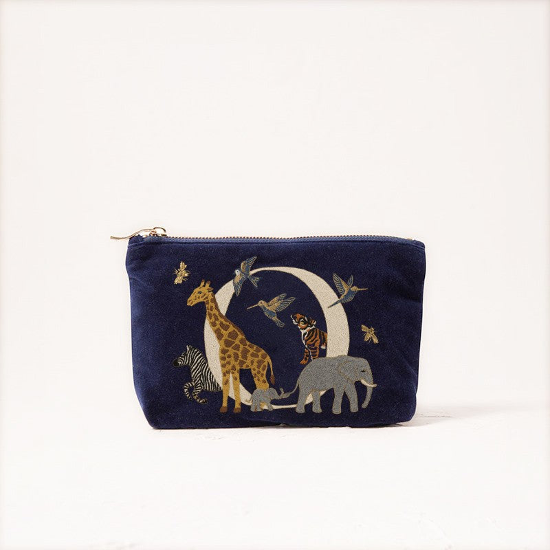 Cute Animal Letter Print Velvet Clutch Makeup Bag - Fashionable And Stylish Cosmetic Pouch for Women