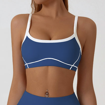 Yoga Sports Bra Color Clashing Shock Absorbing Brassiere Women Full Cup Breathable Gym Tube top Bra Yoga Workout Underwear