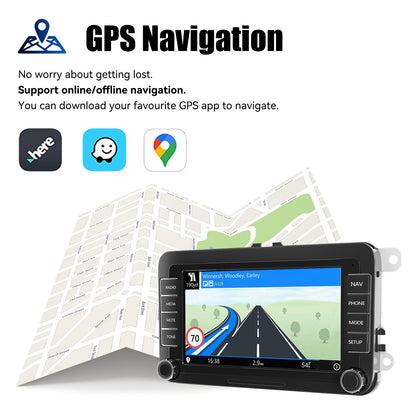 ESSGOO 7" Android 14 4G+64G Apple Carplay Som Automotivo GPS NAVI WIFI RDS FM BT para VW Golf 5 6 Passat Polo Touran Tiguan Caddy EOS